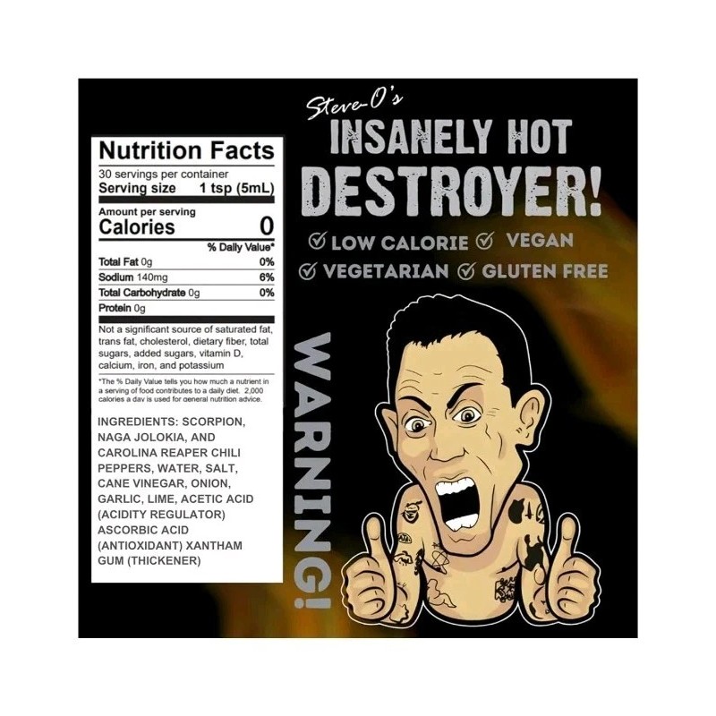 Steve-O's Destroyer Hot Sauce | Garlic, Scorpion, Reaper | Extreme
