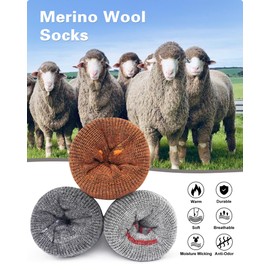SIXDAYSOX - Calcetines de senderismo de lana merino para hombre, amortiguadores que absorben la humedad, para senderismo, ciclismo, senderismo, senderismo, 2 pares, Gris Claro+Gris Claro, 8-12