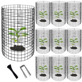 Adnee 10 Packs Wire Plant Protector from Animals - 20" H X 12" D Metal Mesh Plant Cage Covers - Sturdy Garden Bunny Barricades Chicken Wire Cloche for Plants Shrubs Vegetables Flowers