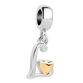 JewelryHouse Alphabet A-Z Initial Letter Charm Golden Heart Dangle Charms (Letter L)
