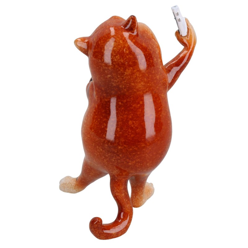 AB Tools Ginger Fat Taking Cat Selfie Picture Ornament Statue