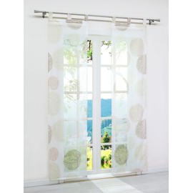 ESLIR Sliding Curtains Set of 2 Panel Curtains with Loops Transparent Curtain with Branches Pattern Voile Sand W x H 57 x 145 cm Pack of 2