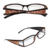 Unbranded Reading Glasses VAMP Wide Side Metallic Pleather Copper Trim Square Lens +3.00