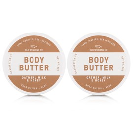 Old Whaling Co Oatmeal Milk and Honey Body Butter 2 Pack – Soothing Cream with Shea Butter, Aloe and Sunflower Oil – Sweet Almond and Vanilla Scent - 8oz Jars, Set of 2