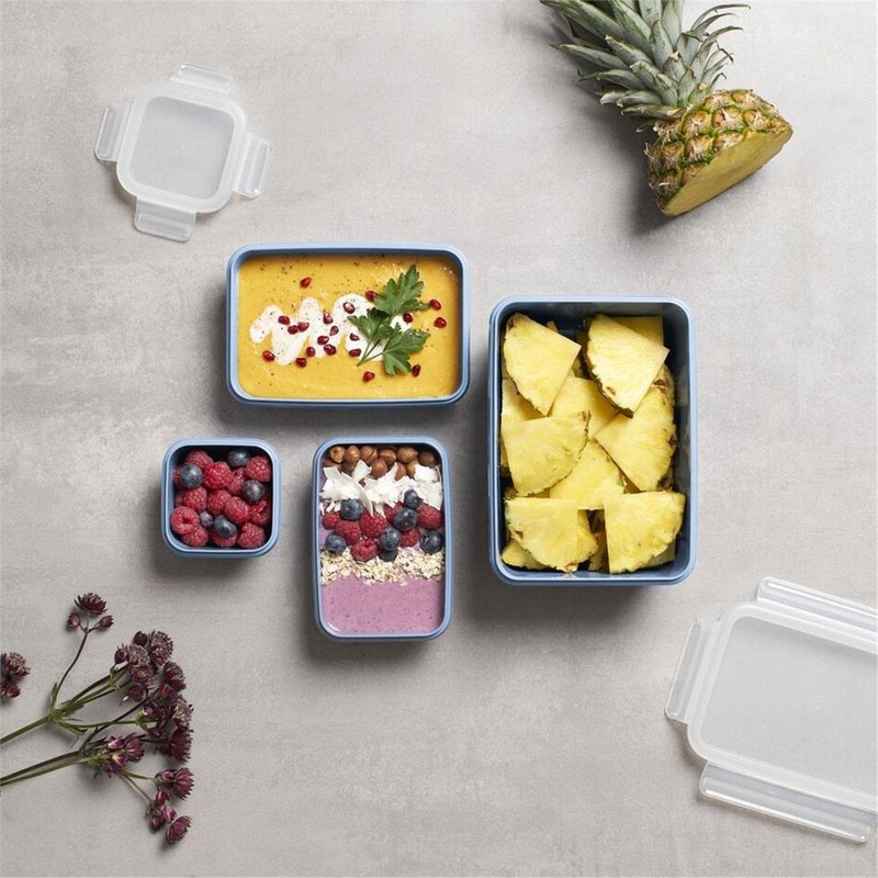 Tefal Masterseal Colour Edition Aqua Blue Rectangular 4-Piece 100% Airtight