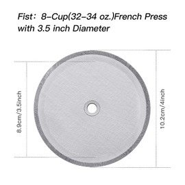 Boao 6 Pieces French Press Replacement Filters Mesh Filters Replacement 4 Inch Stainless Steel Replacement Screen for 1000 Ml, 34 Oz, 8 Cup French Press Coffee Makers and Tea Machines