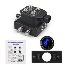 CNWZYMX 12V Air Management Featuring 4-Valve Air Ride Suspension Manifold, Simplify Control Panel and Ship Type Switch and Three-Way Blue Display Air Pressure Gauges