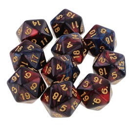 Dzxin DND Game D20 Dice Set, 10PCS Polyhedral Dice D20 Dice 20mm Acrylic 20 Sided Dice Game Dice for RPG MTG DND Dice Table Games (Red+Black)