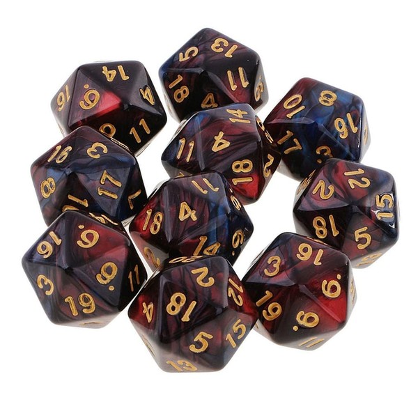Dzxin DND Game D20 Dice Set, 10PCS Polyhedral Dice D20