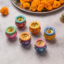 Letz Celebrate (Pack of 18 Matki Diyas for Diwali Decoration, Wax Filled, Diwali Decorations for Home, Diwali Diyas, Diwali Gifts, Earthen Lamps for Navratri Dussehra