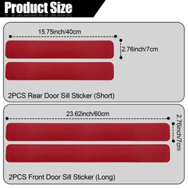 4PCS Car Door Sill Protector, Carbon Fiber Sport Threshold Anti-Scratch Sticker Door Edge Protection Decorate, Self-Adhesive Carbon Fiber Tape Protectors, Welcome Pedal Protect