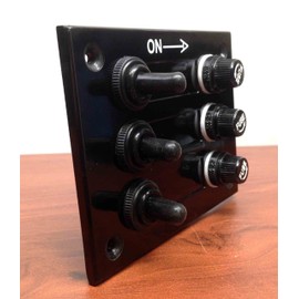 Pactrade Marine Boat 3 Gang Bakelite Plate Switch Panel with 5A Fuses Neoprene Toggle