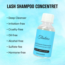 Thalvix Lash Shampoo Concentrate 100ml Professional Lash Cleanser Concentrate Natural Foaming Cleanser DIY Paraben & Sulfate Free Non-lrritating Wash for Extensions Lashes with Salon Home Care-Makes 20 Bottles Eyelash Shampoo
