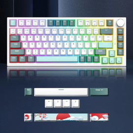 SbocKeeb 75 Percent Keyboard Gasket-Mounted with Sound Absorbing Pads, 82-Key Compact Wired RGB Mechanical Gaming Keyboard Hot-Swap Socket for Win, Green Forest