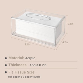 Tissue Box Cover Square, Acrylic Tissue Box Holder, Clear Designed for DIY Decoration with Stickers- 5.5x5.5x5.5 Organizer for Bathroom, Vanity Countertop, Office, Desk Table, Car