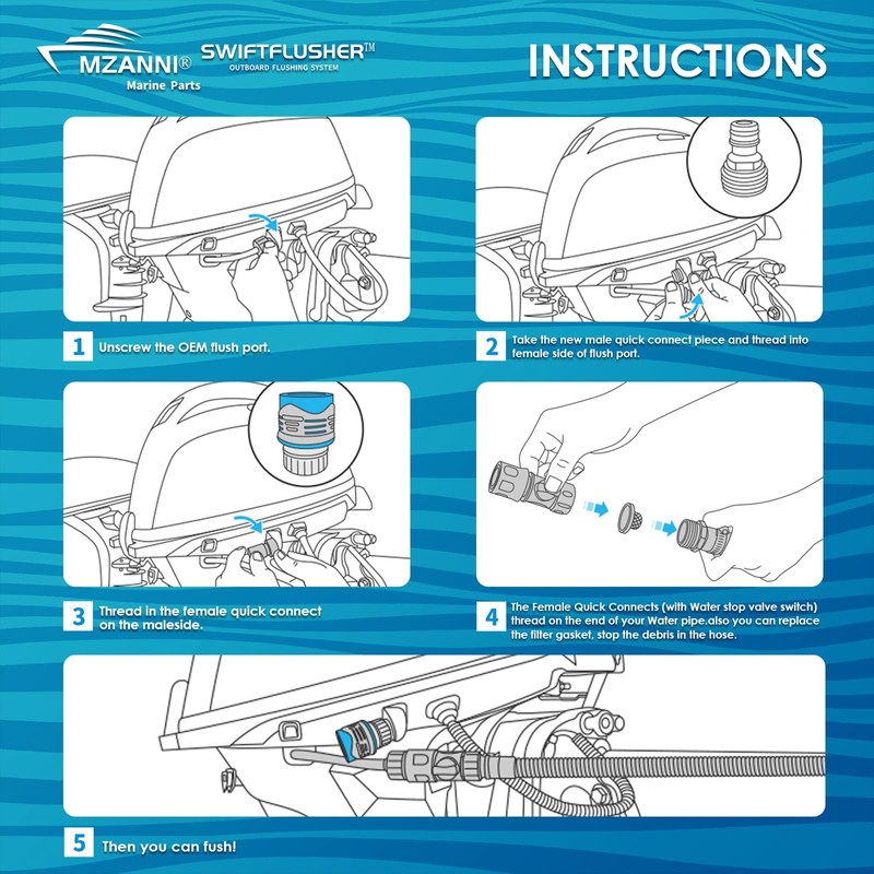 MZANNI SWIFTFLUSHER Outboard Quick Connect Flush Kit for Yamaha &