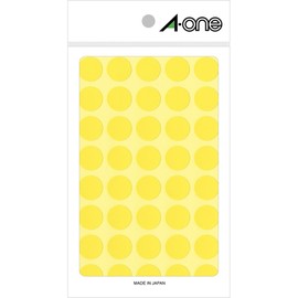 A-One 07024 Color Labels, Yellow, Round, 0.6 inches (15 mm), 14 Sheets