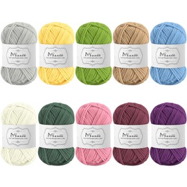 Maxee Crochet Yarn 500 g (50 g x 10 Colours), Acrylic Wool for Knitting, Yarn for Crochet and Knitting, hand-knitting yarn Set, Cotton Yarn for Crochet, Wool for Knitting and Crafts