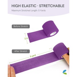 Unbranded 2 Inches 5 Yards 6 Pack Self Adhesive Bandage Medical Tape PURPLE Rolls