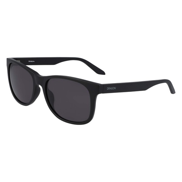 Dragon Men's Eden Rectangular Sunglasses, Black/Ll Smoke, 56 mm