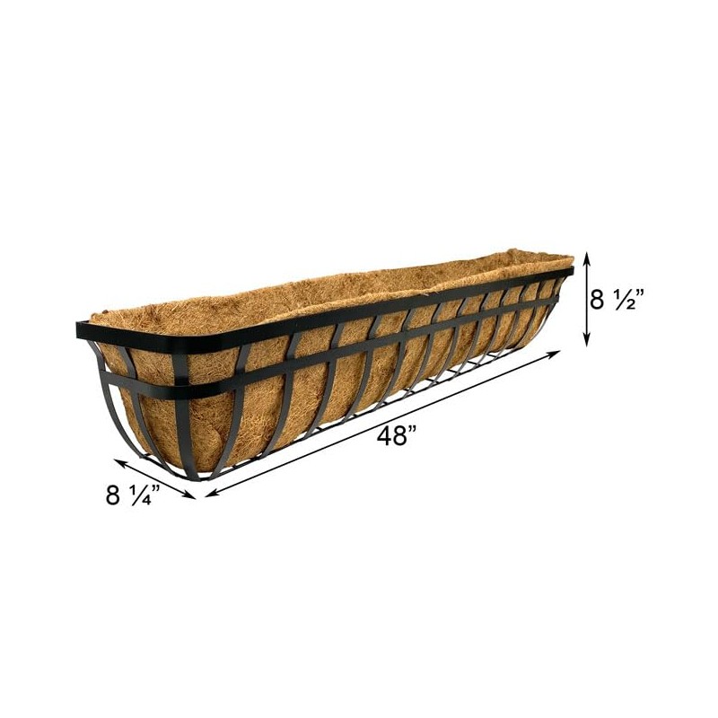 Panacea 88559 Flat Iron Series Planter Boxes, Black, 48" L,