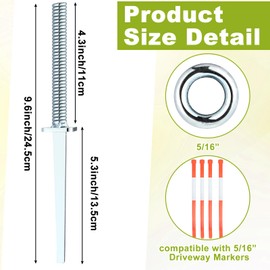 Ferraycle 4 Pcs Driveway Marker Stake with Spring Back Action Compatible with 5/16'' Driveway Markers for Residential Dirt Road Turnoffs Snow Poles Snowplows Rods Student Drivers Reflective, Silver