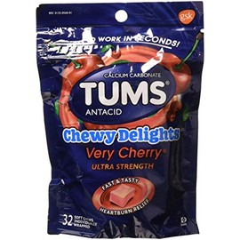 Tums Chewy Delights Capsules, Very Cherry, 32 CT (Pack of 2)