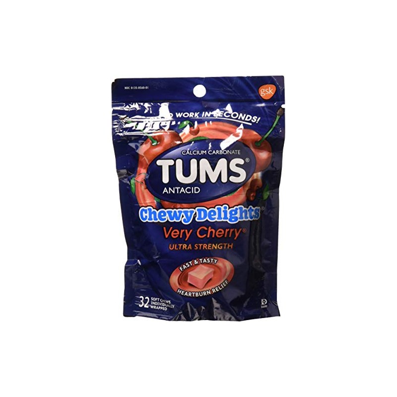Tums Chewy Delights Capsules, Very Cherry, 32 CT (Pack of