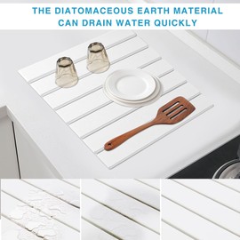 KUIRUNRX® Large Foldable Stone Dish Drying Mat, Stone Drying Mat for Kitchen Counter, 15.75*11.81 in Heat-resistant Mat for Kitchen Counter, Quick Dry Foldable