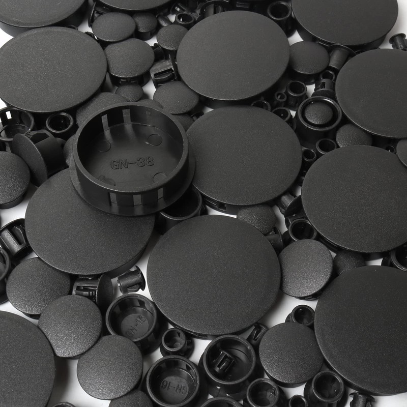 320Pcs 8 Sizes Black Plugs Hole Plastic Hole Plugs Hole