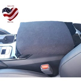 Car Console Covers Plus Made in USA Designed for Kia Telluride 2020-2025 Fleece Auto Armrest Center Console Cover Protector (K2) Dark Gray