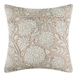 Levtex Home - Adare Taupe - Decorative Pillow (18x18in.) - Floral - Taupe, Grey and Cream