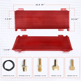 40k Transmission Oil Cooler Kit Compatible with Heavy Duty 40,000 GVW Max Low Pressure Drop Trans Cooler with Mounting Hardware,Towing Applications and Advanced Cooling Protection #LPD47391 (RED)