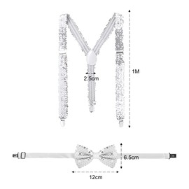 Jazz Dance Performance Hippie Accessories Sequin Set, New Year's Eve Costume Accessories, Sequin Braces and Bow Tie Glitter New Year's Eve Outfit, Carnival Theme Party JGA Men Women Costume