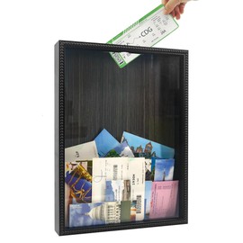 FramePro Travel Shadow Box Frame Black 12x16 Top Loading with Slot Uniqle Beaded Design for Movie Tickets Rainy Fund Events Concert Drink Beer Caps