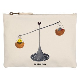 Parent-New Mr. & Mrs. Panda S Makeup Bag Zodiac Sign Libra, White, Hand drawn