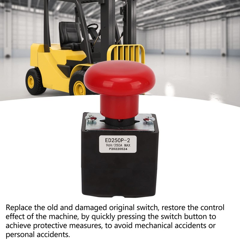 Qiilu Emergency Stop Switch 96V 250A Push Button Switch for