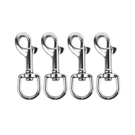 QWORK 3-1/2"Swivel Eye Bolt Snap Hook, 4 Pack 316 Stainless Steel Single Ended Trigger Snap Clips for Diving/Pet Leash/Key Chain/Flag/Clothes Line