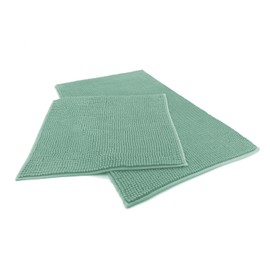 heimtexland ® Chenille Bath Mat Super Fluffy Absorbent Bath Mat Ökotex Typ771 Mint Set 45 x 50 / 50 x 80 cm