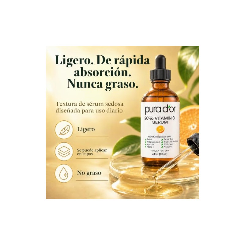 Pura D'or Vitamin C Serum, 4 Ounce