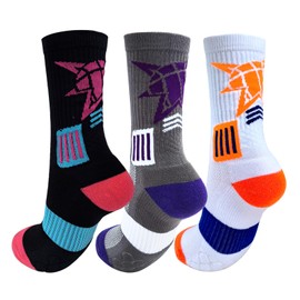 TRADERPLUS 3 Pairs Basketball Socks, Basketball Woven Mid-Calf Socks Moisture Wicking Hiking Athletic Socks