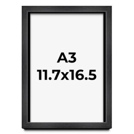 A3 11.7x16.5 Frame Charcoal Black Wood Texture Dark Grey | 0.75 Inch Moulding Width | 0.5 Inch Rabbet Depth | Solid Wood Picture Frame with UV Acrylic Plexiglass, Foam Board Backing & Hanging Hardware