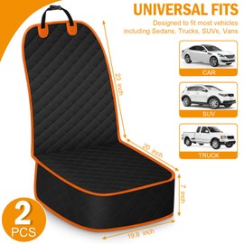 Dog Car Seat Cover, Pets Front Dog Car Seat Cover for SUV, Trucks. Waterproof Nonslip Car Seat Covers for Dogs Front Seats, Medium, Orange, 2 Packs