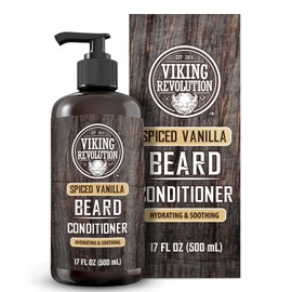 Viking Revolution- Acondicionador para barba con vainilla especiada para hombres con aceite de argán y aceite de jojoba - Suavizante y fortalecedor de barba Acondicionador natural para barba con aceit