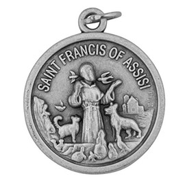 Venerare Traditional Catholic Saint Medal (Saint Francis Pet Medal, Round), 1", Metal, No Gemstone
