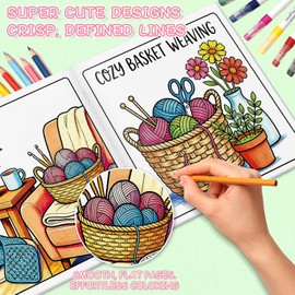 Set de 2 Libros para Colorear Adultos y Niños 64 Diseños Hygge, Regalo Antiestrés Ideal para Estimular el Aprendizaje Creativo