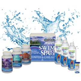 Waters Choice Swim Spa Start-Up and Maintenance Kit 3 Month Supply - Contains 3 Bottle Pure Enzymes for Swim Spas, pH Up, pH Down, Sanitizer and Test Strips - Natural Hot Tub Maintenance