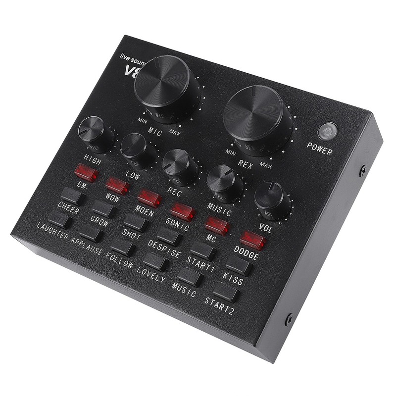 V8 Multifunctional Live Sound Card Intelligent Volume Adjustable Multiple Funny