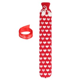 Hot Water Bottle Soft Rubber Knitting Sleeve Hot Water Bag for Warming Shoulders Neck Waist Red 2L