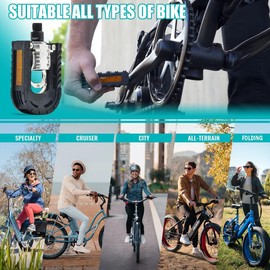 Folding Bike Pedals Aluminum Alloy Folding Pedals, 9/16" City Bike Pedals, Easy to Fold, Anti-skid and Stable Pedals, Bike Pedals For Universal MTB Road Bike Trekking E-Bike